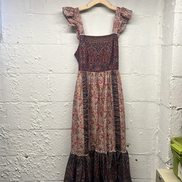 Haute hippie boho peasant fairy whimsical flutter sleeve  paisley maxi dress 12 - Picture 3 of 11